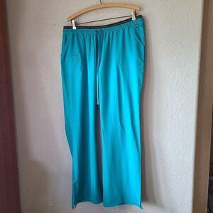HeartSoul Womens XL Medical Scrub Pants Blue Teal‎ Pink Wider Straight Leg